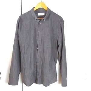 Everlane-Mens Gray Cotton Button down Longsleeve Dress shirt Neutral Sz.XL